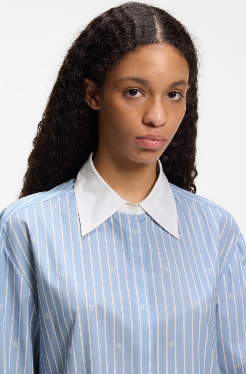 HUGO  Oversized-fit blouse with stacked logos for Women | Best Price UAE